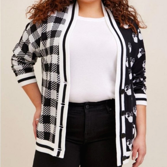 ❤️NWT VINTAGE TORRID CARDIGAN - MICKEY MINNIE MOUSE - JACQUARD SWEATER PLUS SIZE - Picture 7 of 12